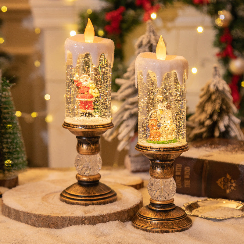 Disposición de la escena de la luz de las velas con decoraciones navideñas