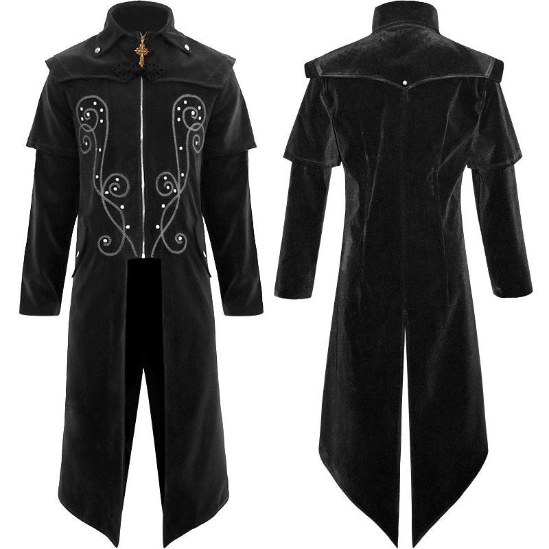 Manteau gothique d'Halloween pour homme avec col montant