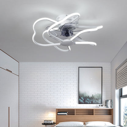 Lámpara nórdica para ventilador de dormitorio y sala de estar, luz LED con Control remoto