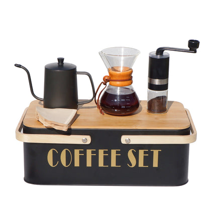 Boîte de rangement de camping, ensemble de café infusé à la main