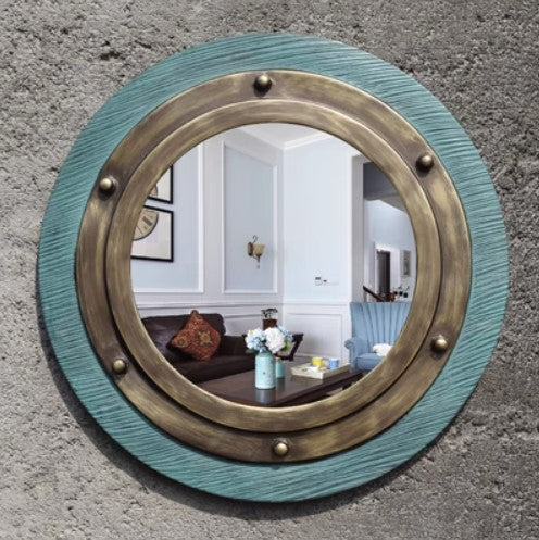 Mediterranean Style Bathroom Decoration Wall Hanging Circular Makeup Mirror