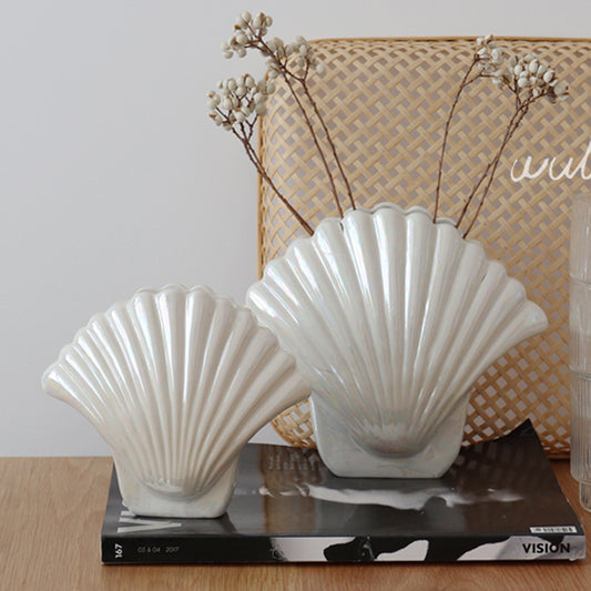 White Pearl Shell Vase Home Decoration