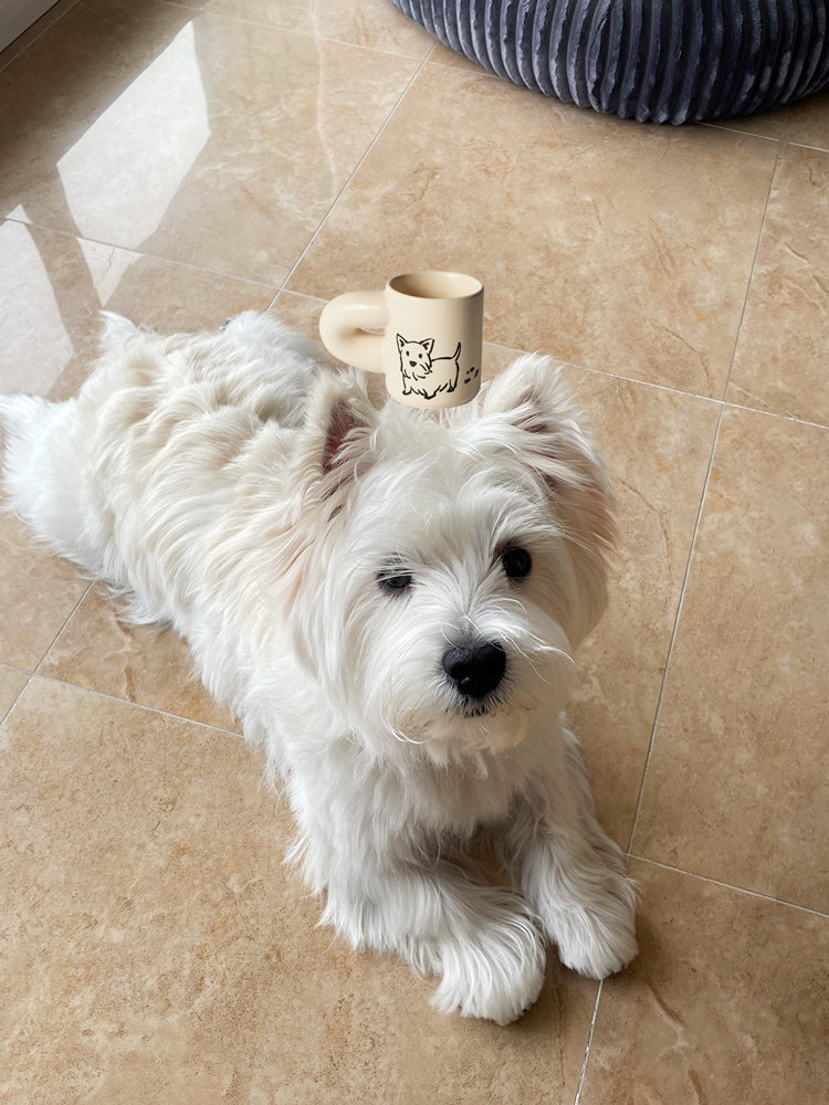 Taza de cerámica hecha a mano West Highland Puppy Espresso