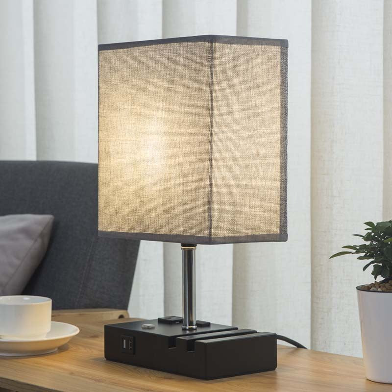 Lampe de table rectangulaire tactile en tissu USB