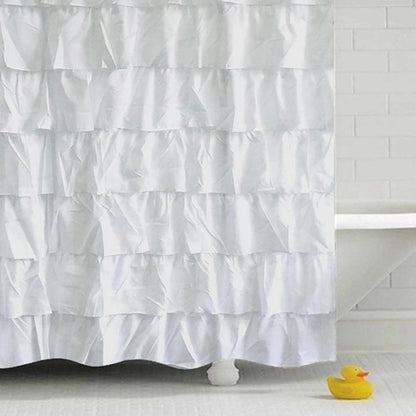 Cortina de ducha con borde corrugado impermeable para baño con volantes