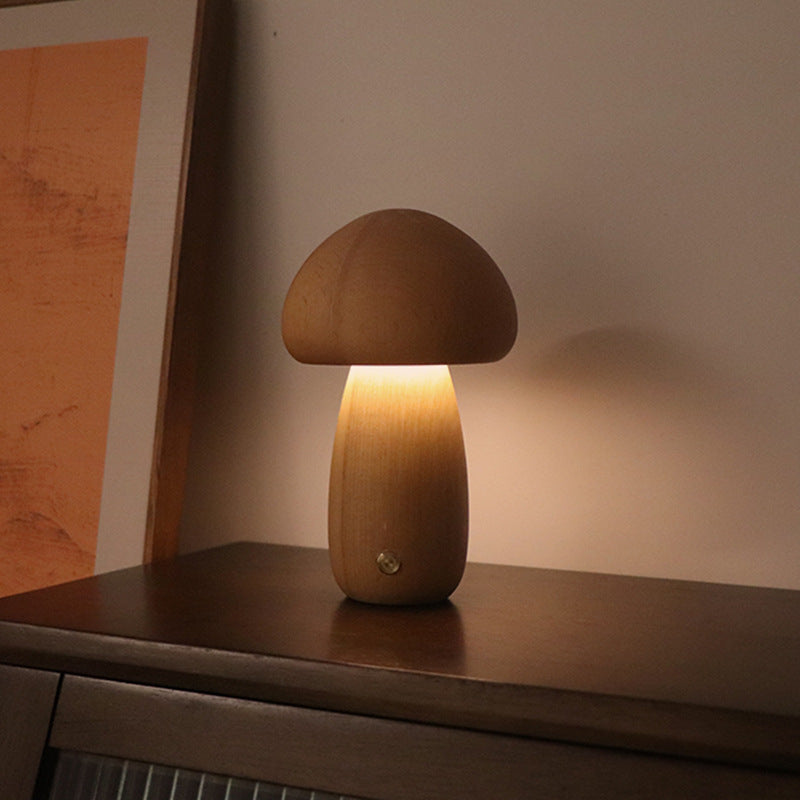 INS en bois mignon champignon LED veilleuse avec interrupteur tactile lampe de Table de chevet pour chambre chambre d'enfants dormir lampes de nuit décor à la maison