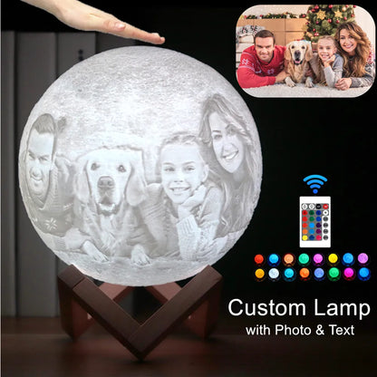 Lámpara de Luna personalizada con foto, luz de Noche De Luna con impresión 3D, recargable por USB, regalo personalizado con tu texto y foto, envío directo