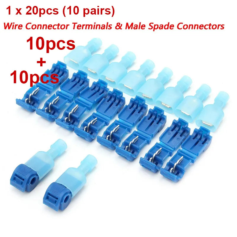 Conectores de Cable eléctrico rápidos, terminales de Cable de bloqueo de empalme a presión, engarzado, radioaficionado para motocicletas eléctricas, 20 piezas/40 Uds.