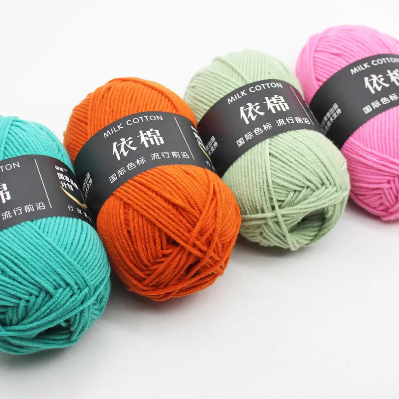 Fil de laine à tricoter en coton au lait, 50 g/ensemble, 4 plis, couture, Lanas teints pour Crochet artisanal, pull, chapeau, poupées à bas prix