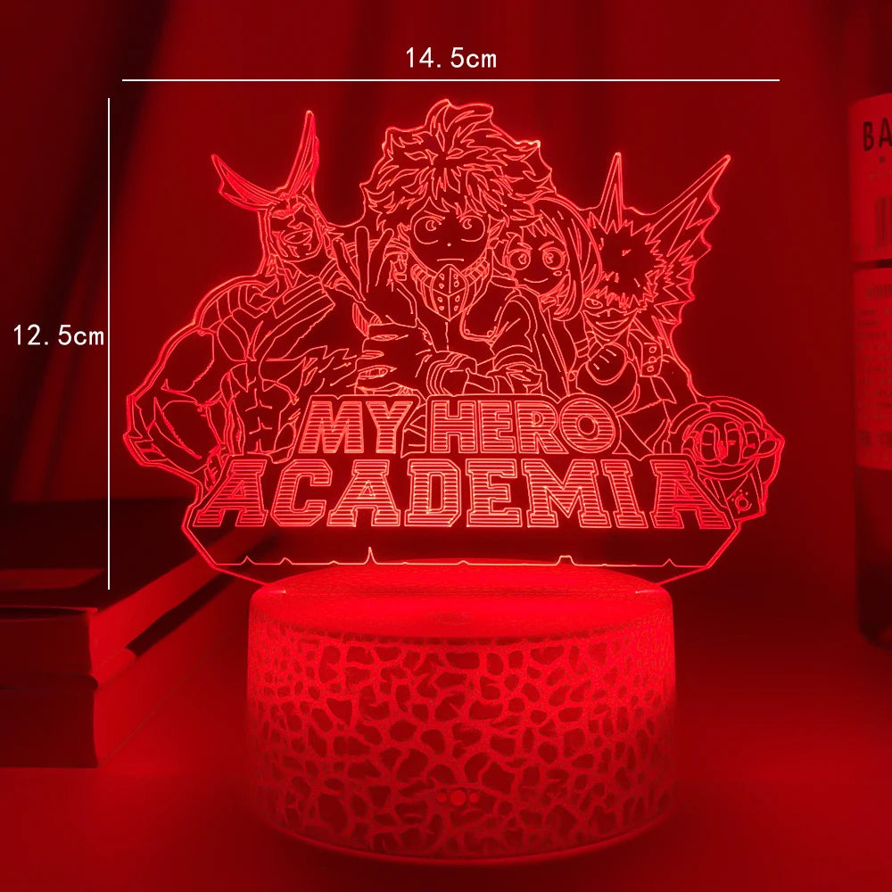 Lámpara Led de noche 3d de Anime, My Hero Academia, decoración de dormitorio, regalo de cumpleaños, luz nocturna, Gadget de Manga, luces My Hero Academia