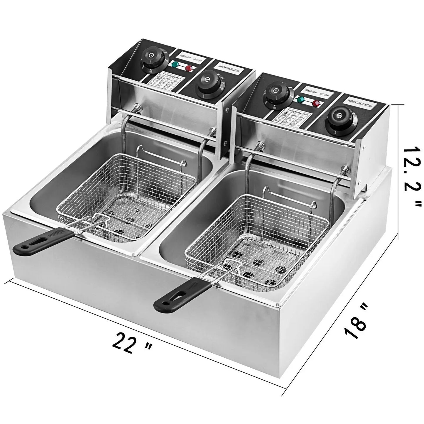 VEVOR-freidoras eléctricas de 12L y 20L, tanques duales para comida rápida, restaurante o Camping, Picnic, pollo frito, patatas fritas