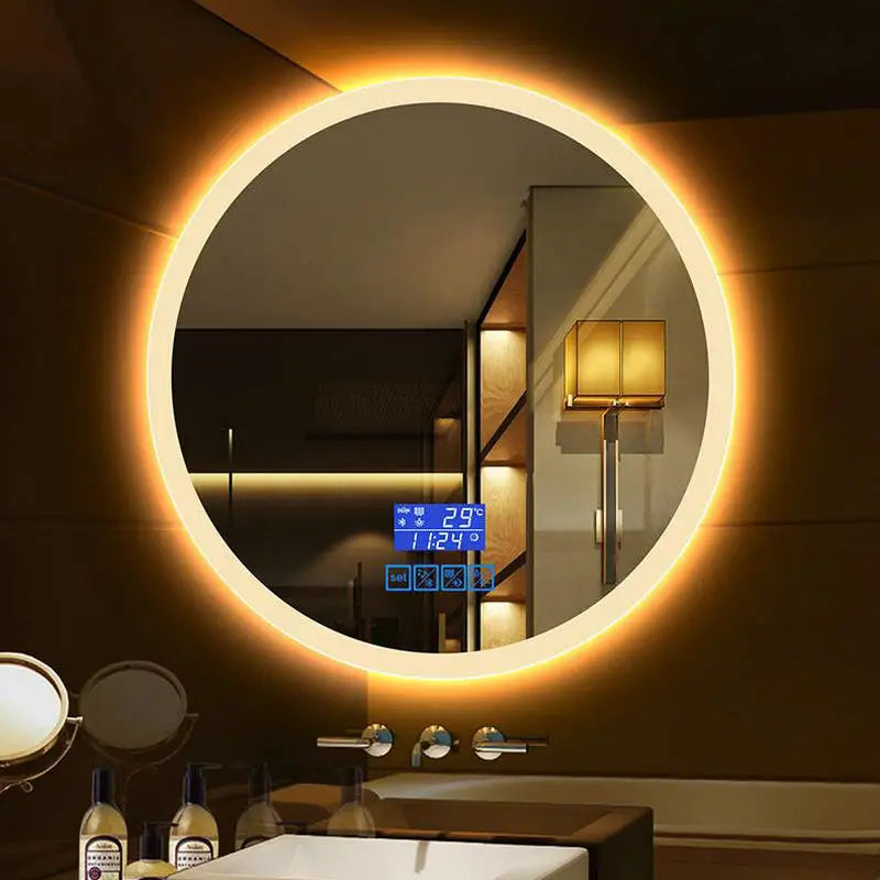 60cm 80cm 23.62 "31.5" LED lumières haute qualité réflexion sans cadre argent miroir Anti grenouille désembuage rond salle de bain miroir