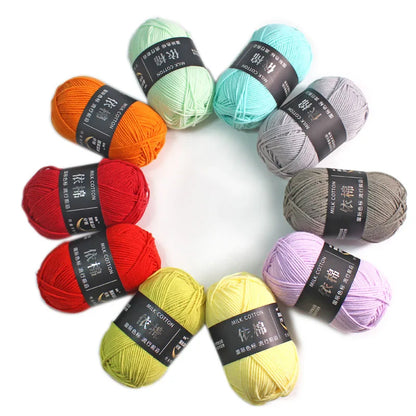 Fil de laine à tricoter en coton au lait, 50 g/ensemble, 4 plis, couture, Lanas teints pour Crochet artisanal, pull, chapeau, poupées à bas prix