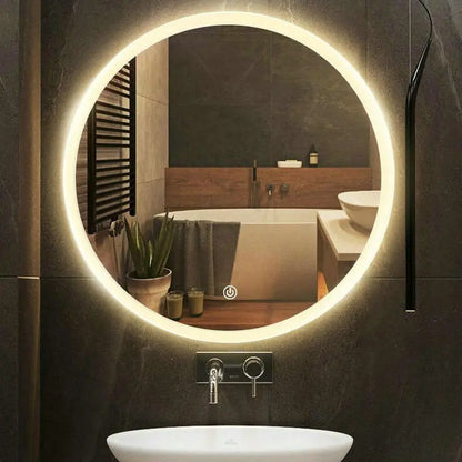 60cm 80cm 23.62 "31.5" LED lumières haute qualité réflexion sans cadre argent miroir Anti grenouille désembuage rond salle de bain miroir