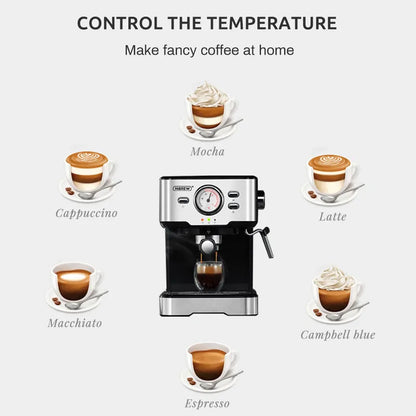 HiBREW-Cafetera semiautomática de 20 Bar, Espresso inox, capuchino, agua caliente, vapor, pantalla de temperatura H5