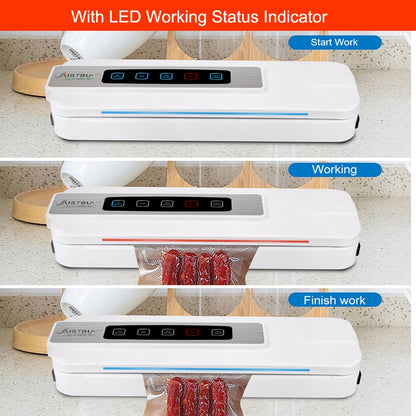 Máquina de envasado de sellador doméstico comercial automático al vacío de alimentos con pantalla LED, cortador de 10 bolsas, táctil LCD gratis