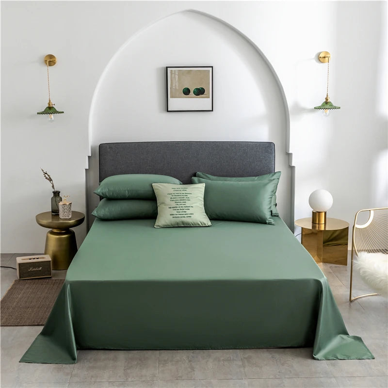 Sábana plana de algodón egipcio de alta calidad, sábanas para cama, fundas de almohada tamaño king y queen, sábanas de Color sólido en ángulo recto 60S