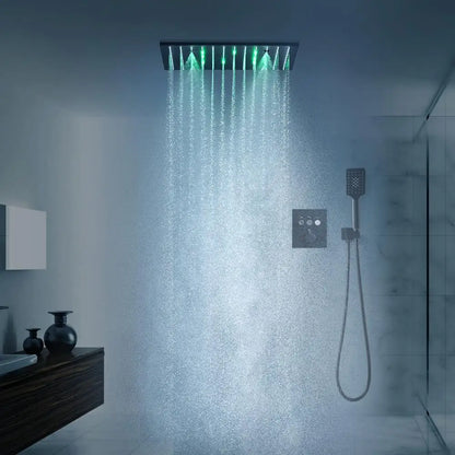 Placage de haute qualité en acier inoxydable noir 304 LED pomme de douche bouton de réglage vanne à température constante mélangeur robinet thermostatique