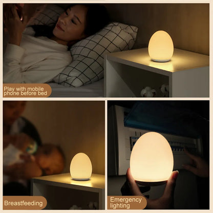 LED veilleuses USB Rechargeable forme d'oeuf RGB Pat lumière bébé alimentation dormir Protection des yeux lampe extérieure barre lampe de Table