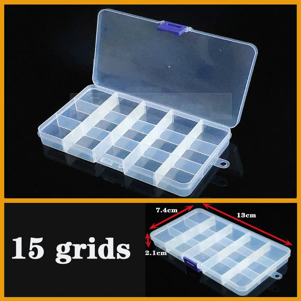 Caja de plástico transparente con compartimento para tornillos, estuche de exposición para joyería y pendientes, organizador de Terminal transparente, cajas de almacenamiento de herramientas