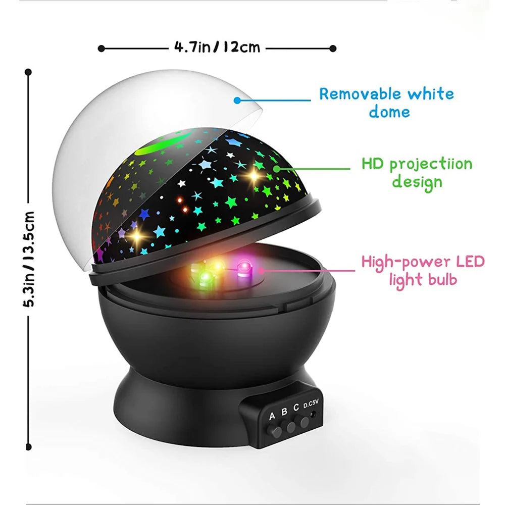 Proyector estrellado, luz nocturna, lámpara de proyección giratoria de cielo y Luna, lámparas nocturnas de galaxia, luces navideñas con luz de estrellas para niños, regalo