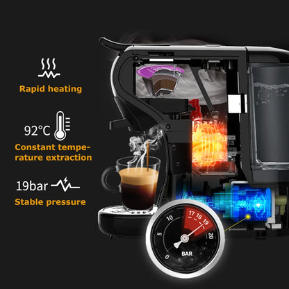 HiBREW – Machine à café 19 bars 4 en 1, capsules multiples chaudes et froides, expresso, dosette, Dolce lait Nexpresso poudre H1A