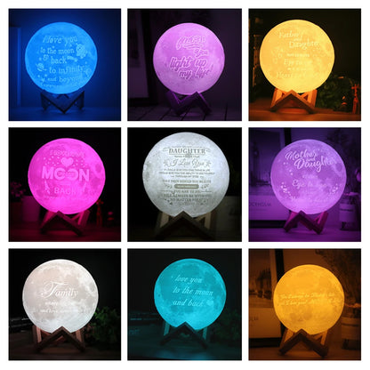 Lámpara de Luna personalizada con foto, luz de Noche De Luna con impresión 3D, recargable por USB, regalo personalizado con tu texto y foto, envío directo