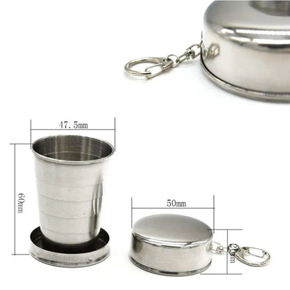 Taza plegable de acero inoxidable de 75/150/250ML, utensilios de cocina para acampar, taza retráctil, utensilios de té, vajilla, taza plegable