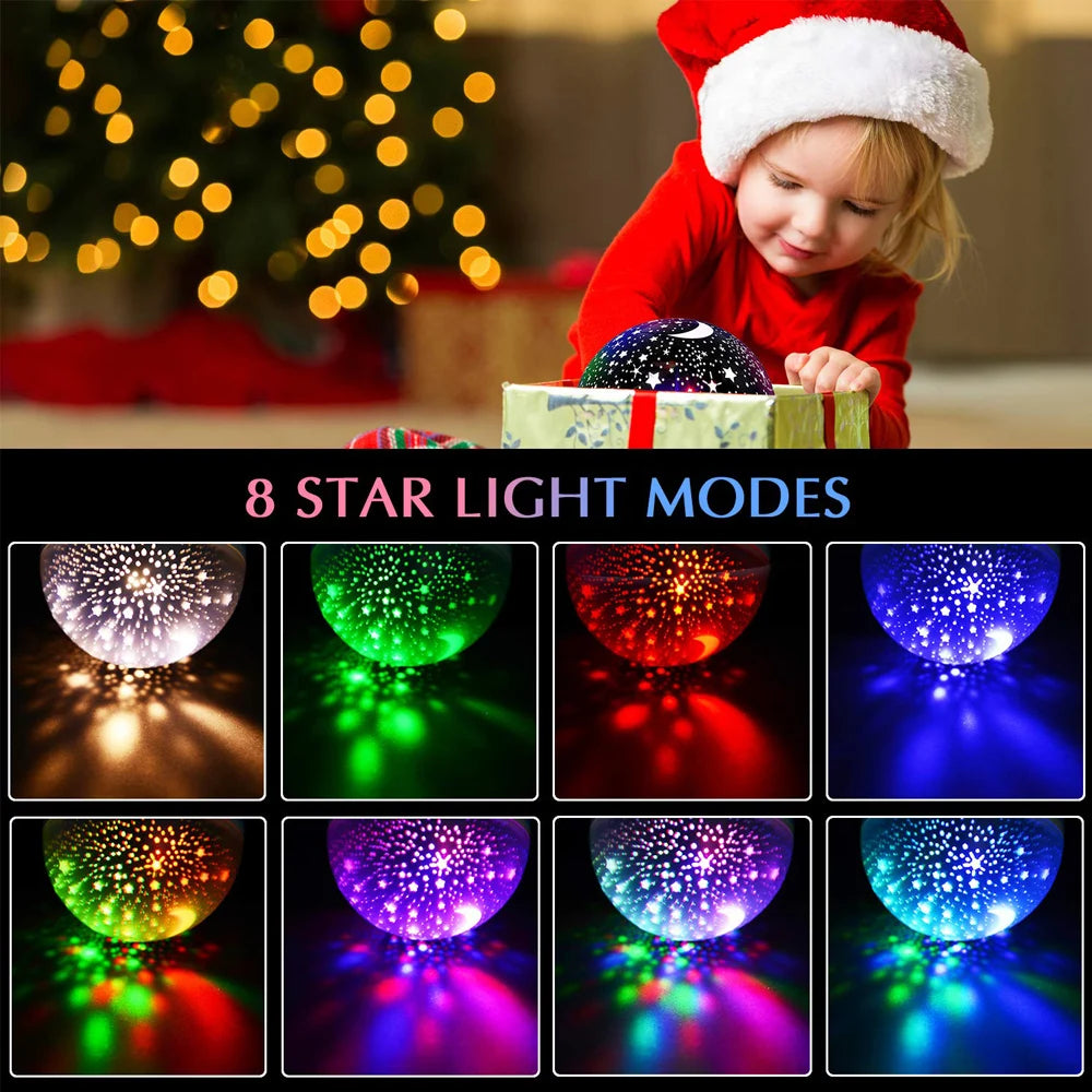 Projecteur étoilé veilleuse rotative ciel lune lampe de Projection galaxie lampes de nuit Starlight lumières de noël pour enfant enfants cadeau