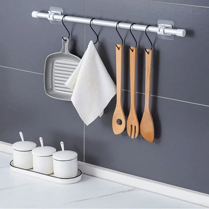 Self Adhesive Hooks Punch-free Curtain Rod Clip Hook Shower Curtain Rod Hanging Holder Household Fixed Clip Hanging Hook Holder