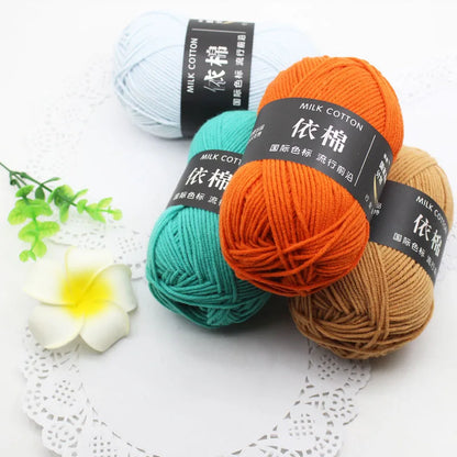 Fil de laine à tricoter en coton au lait, 50 g/ensemble, 4 plis, couture, Lanas teints pour Crochet artisanal, pull, chapeau, poupées à bas prix