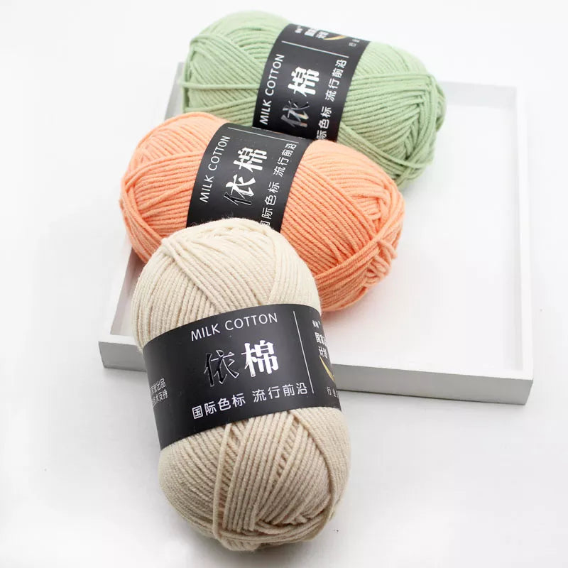 Fil de laine à tricoter en coton au lait, 50 g/ensemble, 4 plis, couture, Lanas teints pour Crochet artisanal, pull, chapeau, poupées à bas prix