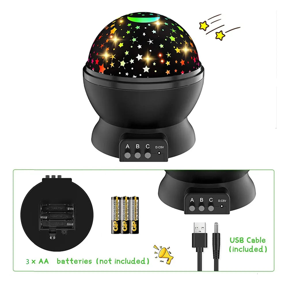 Projecteur étoilé veilleuse rotative ciel lune lampe de Projection galaxie lampes de nuit Starlight lumières de noël pour enfant enfants cadeau