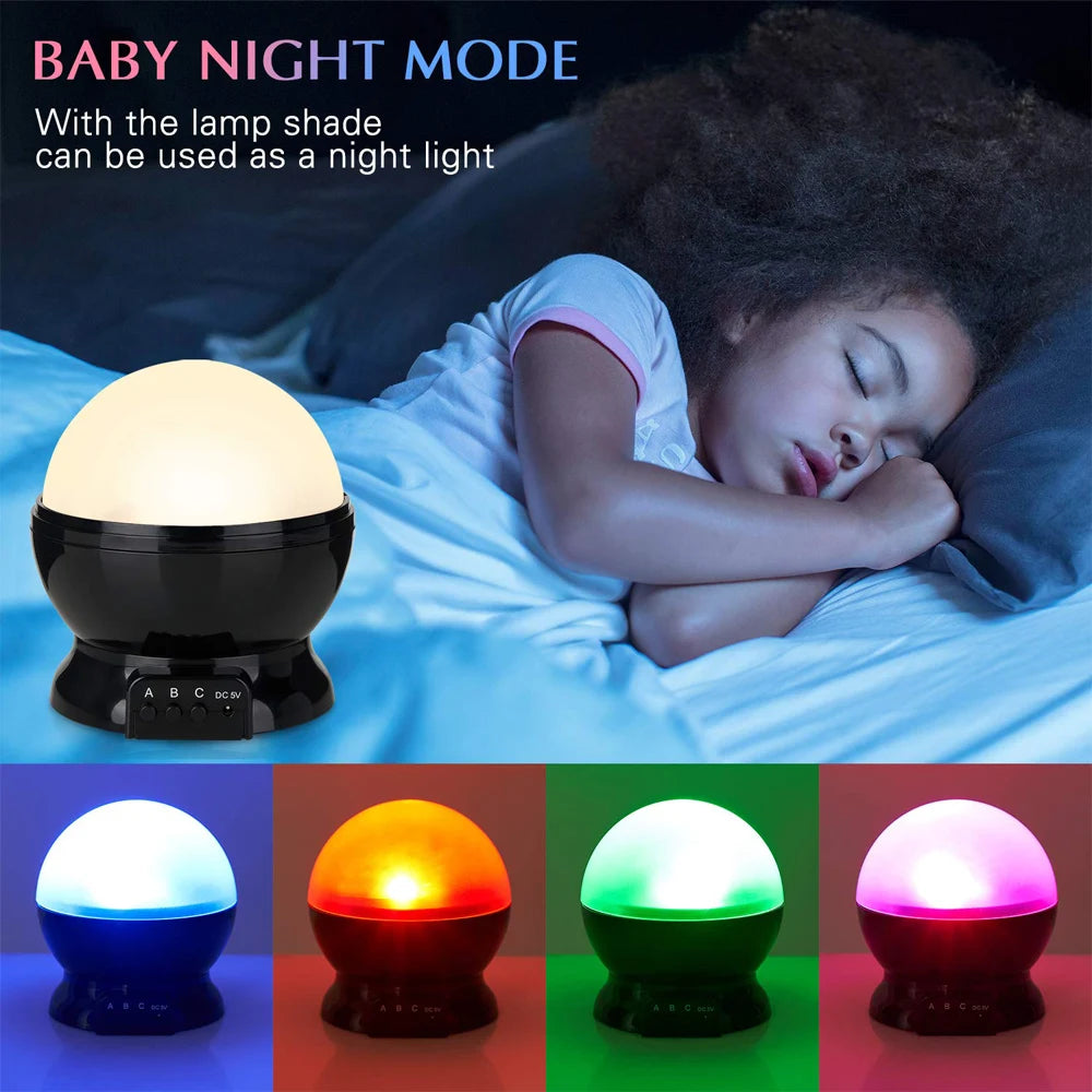 Starry Projector Night Light Rotating Sky Moon Projection Lamp Galaxy Night Lamps Starlight Christmas Lights for Child Kids Gift