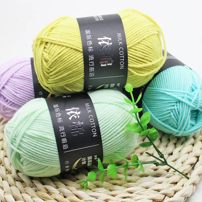 Fil de laine à tricoter en coton au lait, 50 g/ensemble, 4 plis, couture, Lanas teints pour Crochet artisanal, pull, chapeau, poupées à bas prix