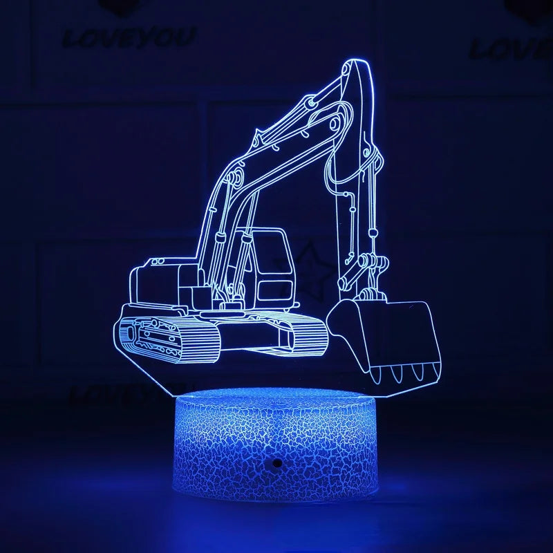 Lámpara de ilusión de camión 3D, luces Led nocturnas coloridas, lámpara de mesa para camión de bomberos, lámpara de mesita de noche con control remoto táctil, regalos para niños y bebés