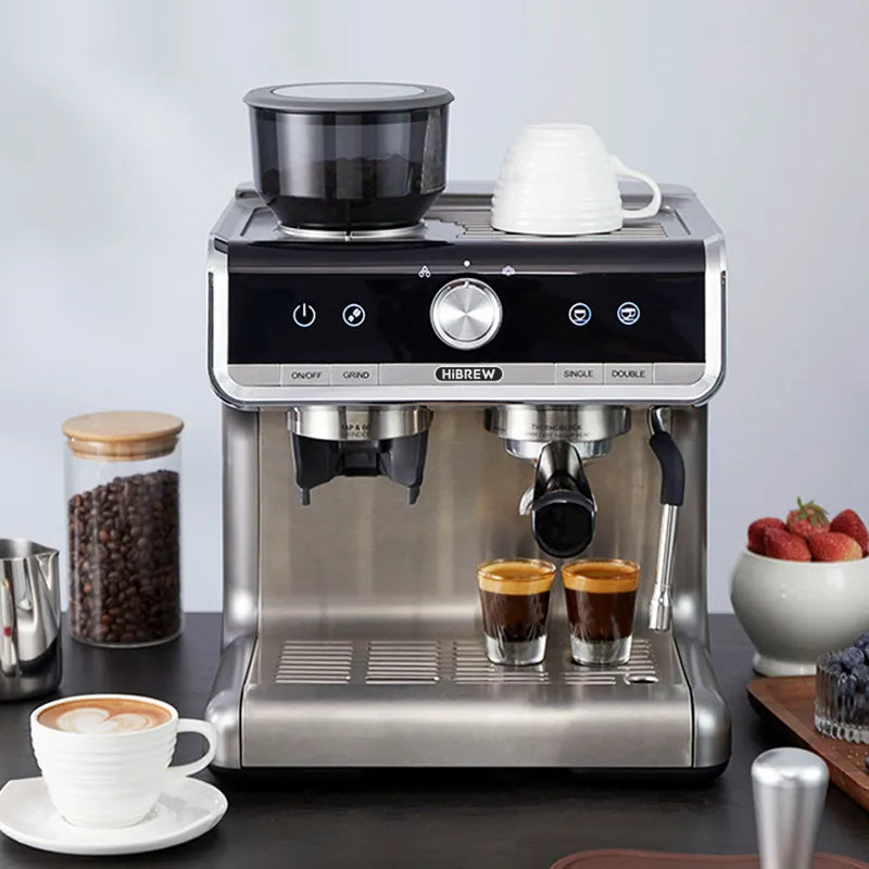 HiBREW Barista Pro 19Bar Bean to Espresso,Cafetera de nivel comercial con Kit completo para cafetería Hotel restaurante H7