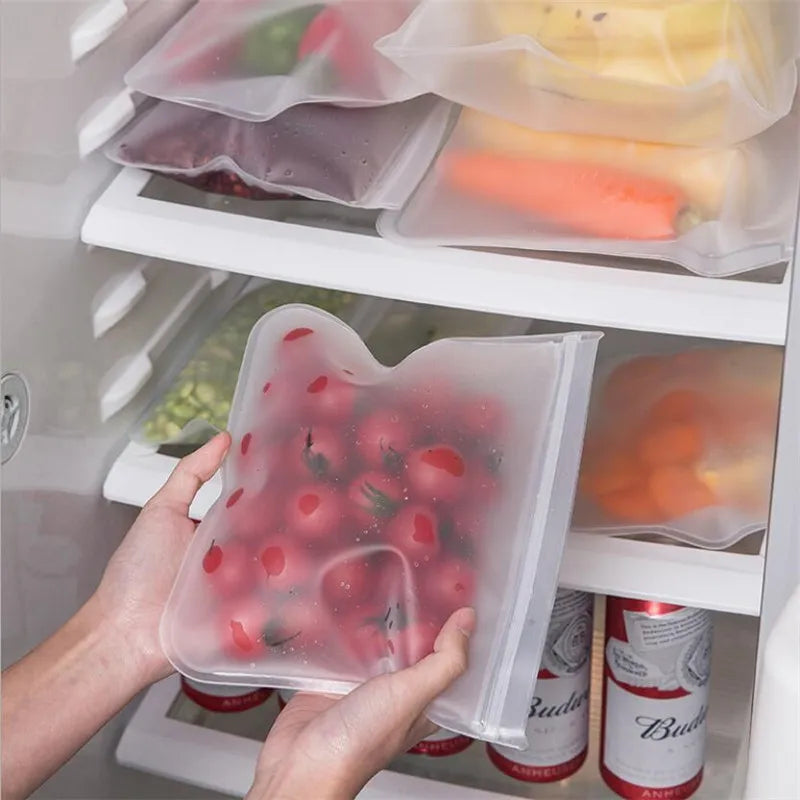 Bolsas reutilizables para congelador de alimentos, bolsas Ziplock de silicona a prueba de fugas, sin BPA, para almacenamiento de carne, frutas y verduras, aptas para lavavajillas, 1/2/3/5 Uds.