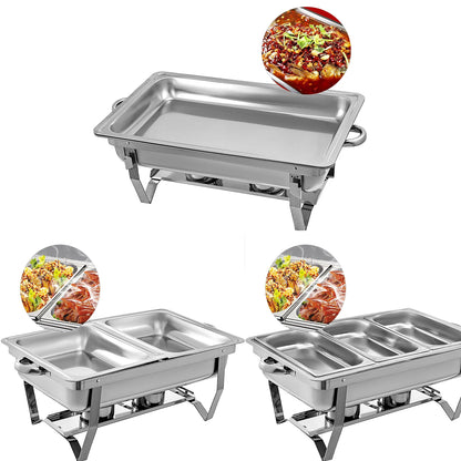 VEVOR 9L/8 pintes réchauds Buffet poêle chauffe-plats en acier inoxydable pliable pour les fêtes de restauration de Restaurant en libre-Service