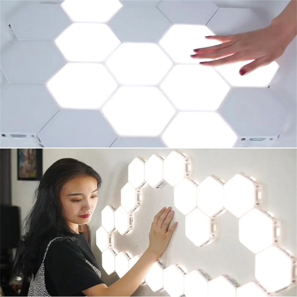 Lámpara de pared cuántica de atmósfera Hexagonal con Sensor táctil, iluminación sensible para dormitorio, decoración creativa, luz LED nocturna, 1-10 Uds.