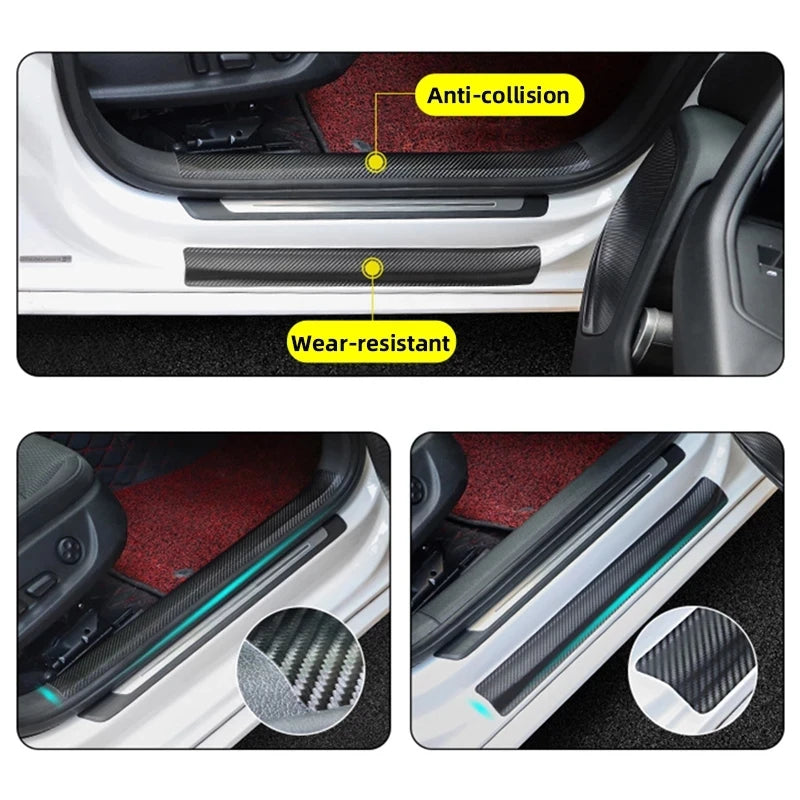 Nano autocollant en Fiber de carbone pour voiture, bande de Protection pour seuil de porte automobile, miroir latéral, bande anti-rayures, Film de Protection étanche, DIY bricolage