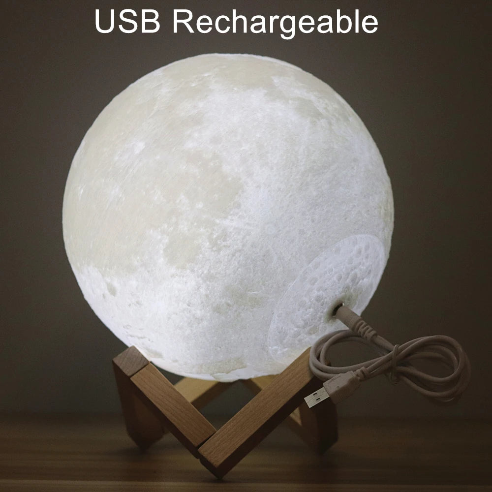 Lampe de nuit en forme de lune personnalisée avec photo et texte, rechargeable par USB, imprimée en 3D, cadeaux photo personnalisés pour anniversaire, vacances