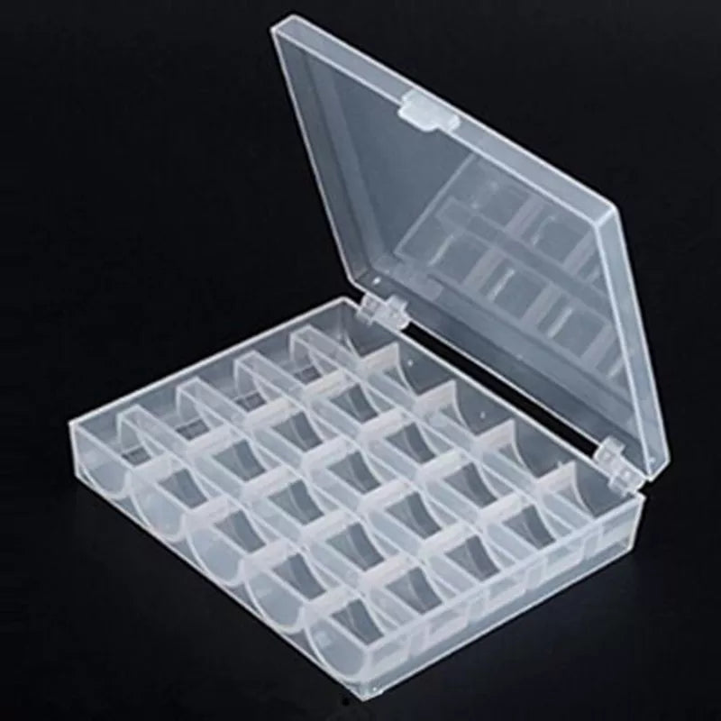 25Pcs Clear Sewing Machine Bobbins Spools Empty Bobbins Spools Plastic Storage Box For Home Sewing Accessories Tools AA7650