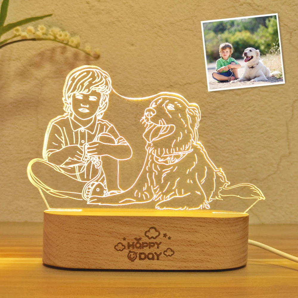 Lámpara 3D con foto personalizada, texto personalizado, luz de noche para dormitorio, aniversario de boda, cumpleaños, regalo del Día del Padre de la madre