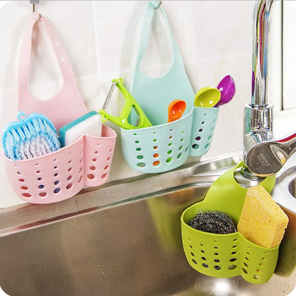 Kitchen Sink Holder Hanging Drain Basket Adjustable Soap Sponge Shelf Organizer Bathroom Faucet Holder Rack Kitchen Accessories