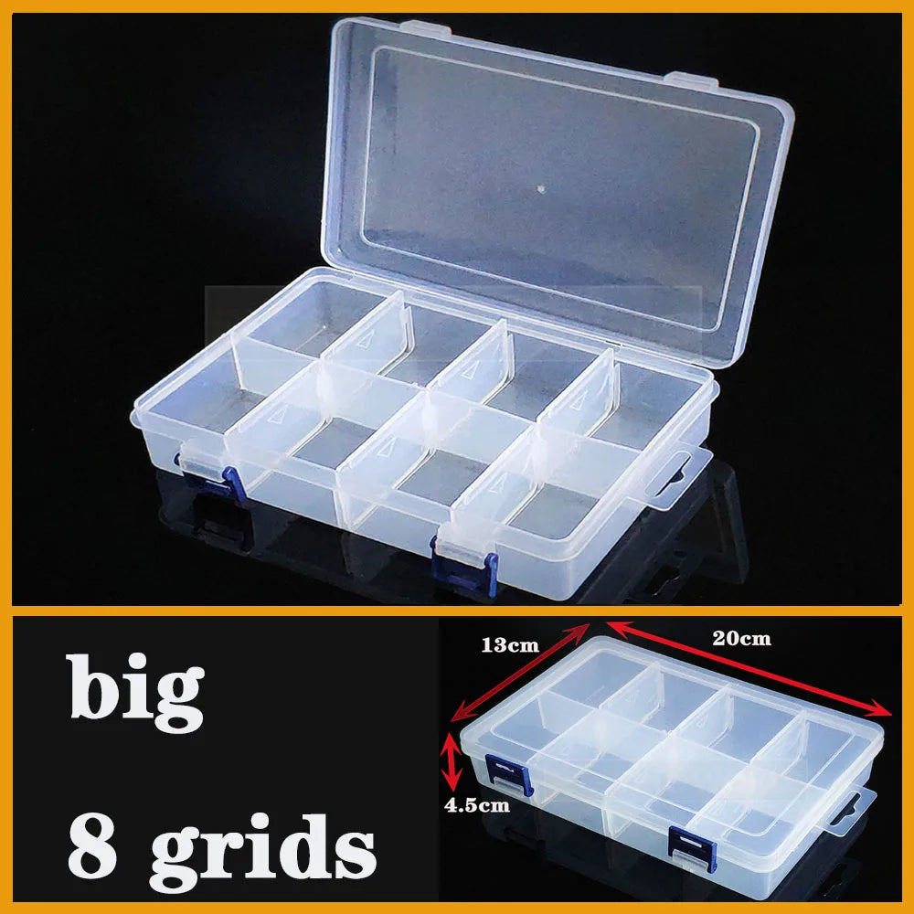 Caja de plástico transparente con compartimento para tornillos, estuche de exposición para joyería y pendientes, organizador de Terminal transparente, cajas de almacenamiento de herramientas