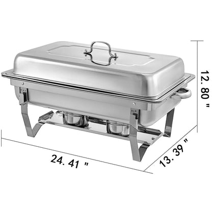 VEVOR 9L/8 pintes réchauds Buffet poêle chauffe-plats en acier inoxydable pliable pour les fêtes de restauration de Restaurant en libre-Service