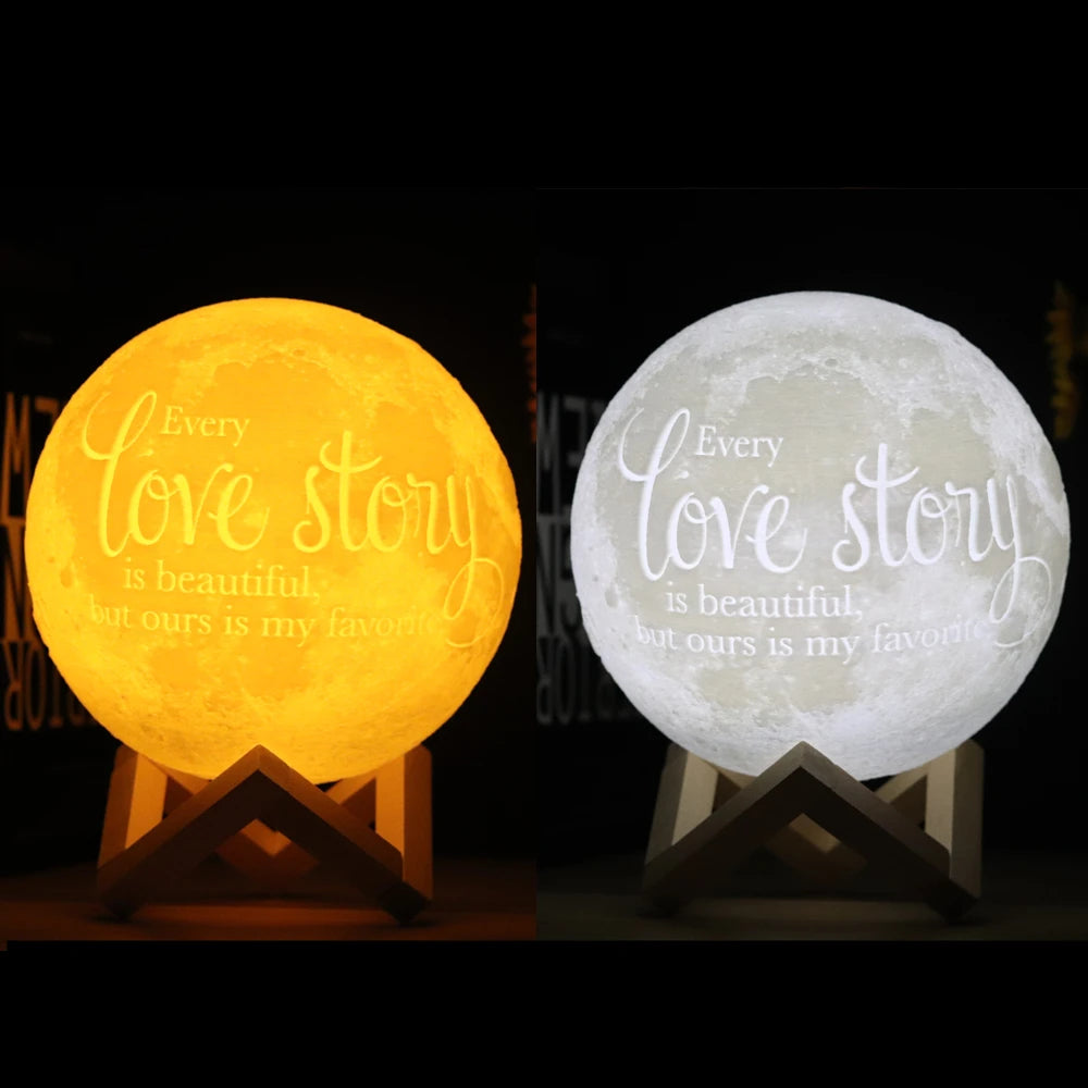 Photo Custom 3D printing moon night light Novelty lamp USB Rechargeable Table decoration Touch/Remote 2/16 Colors Moonlight