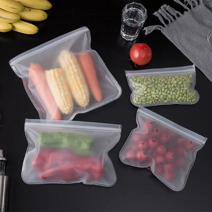 Sac de stockage des aliments en Silicone, sac réutilisable à fermeture éclair, conteneurs étanches, sac frais, sac de stockage des aliments, sac à fermeture éclair frais