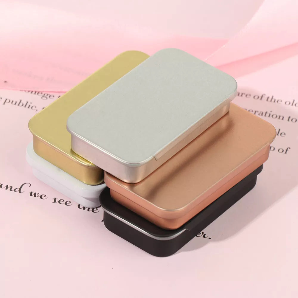 1 Pcs Metal Rectangular Empty Mini Tin Box Tinplate Push Candy Pill Cases Bins Jar Hinged Containers Small Organizer Storage Box